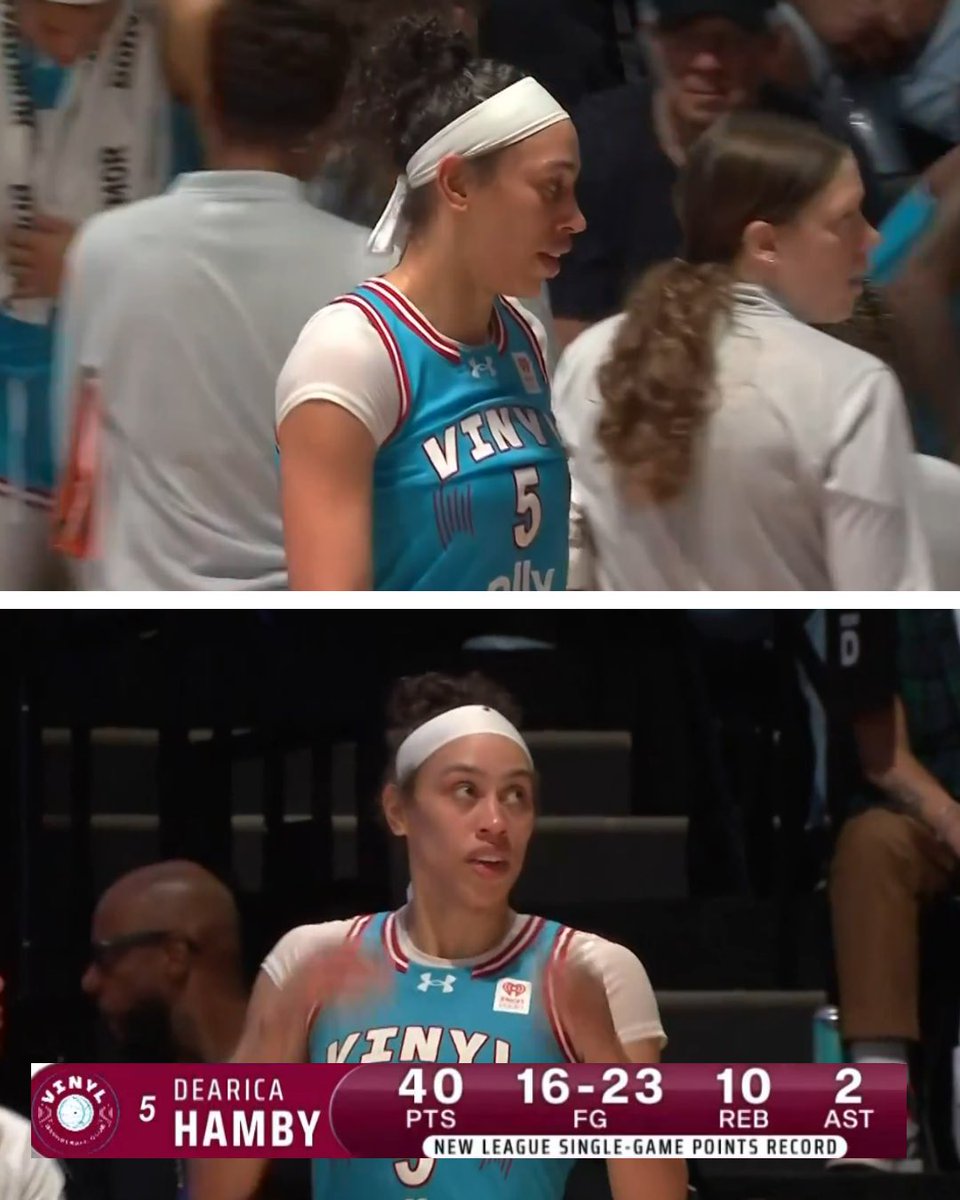DEARICA HAMBY TONIGHT:
40 PTS (!!!), 10 REB, 16/23

THE FIRST EVER 40-PIECE IN UNRIVALED HISTORY! 👏🙌