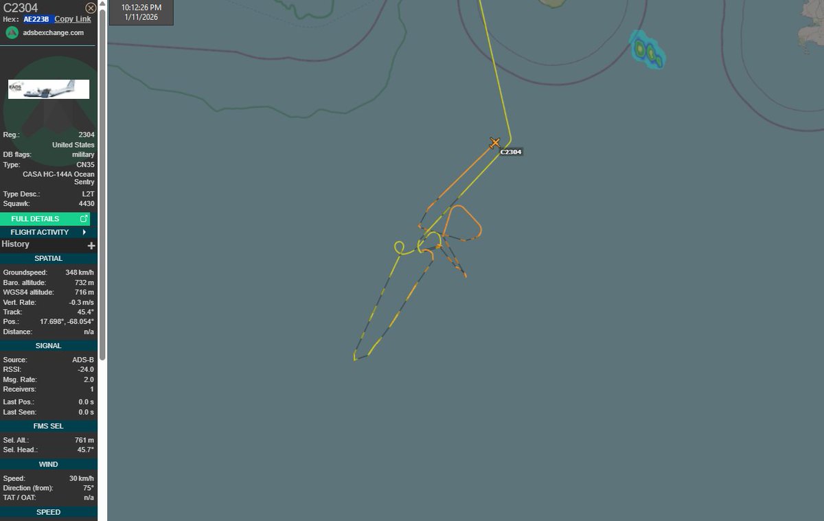 FlconEYES's tweet image. #USCOASTGUARD 
CASA HC-144A Ocean Sentry  
2304 | #ae223b | t.ly/9C9LK
#AvGeek #ADSB #planespotting #11Jan