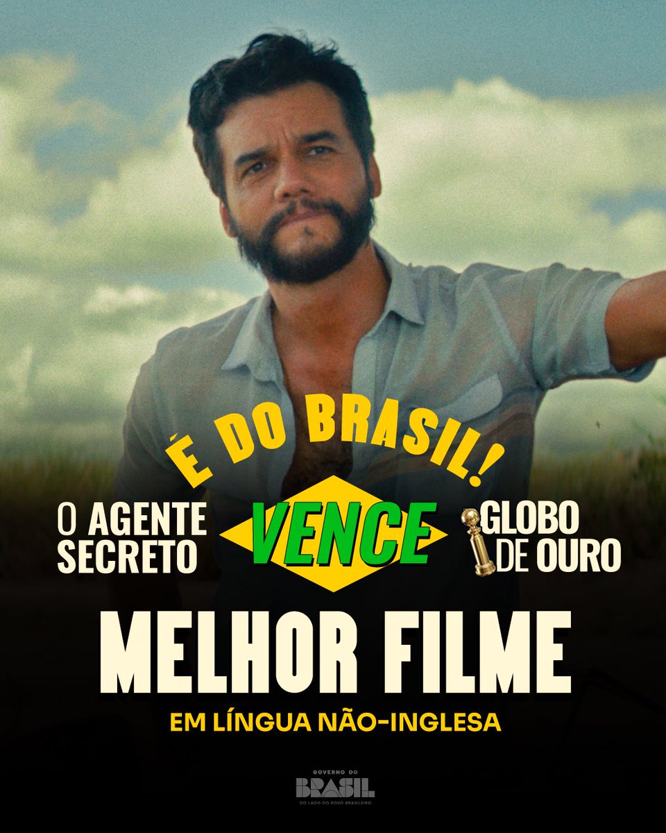 Deu Brasil no Globo de Ouro! 💚💛

O Agente Secreto foi eleito Melhor filme em língua não-inglesa, repetindo o feito de Central do Brasil em 1999. 

O cinema brasileiro é gigante! E a gente fica como? Explodindo de orgulho!  🤩

Parabéns a toda a equipe! 🇧🇷💚