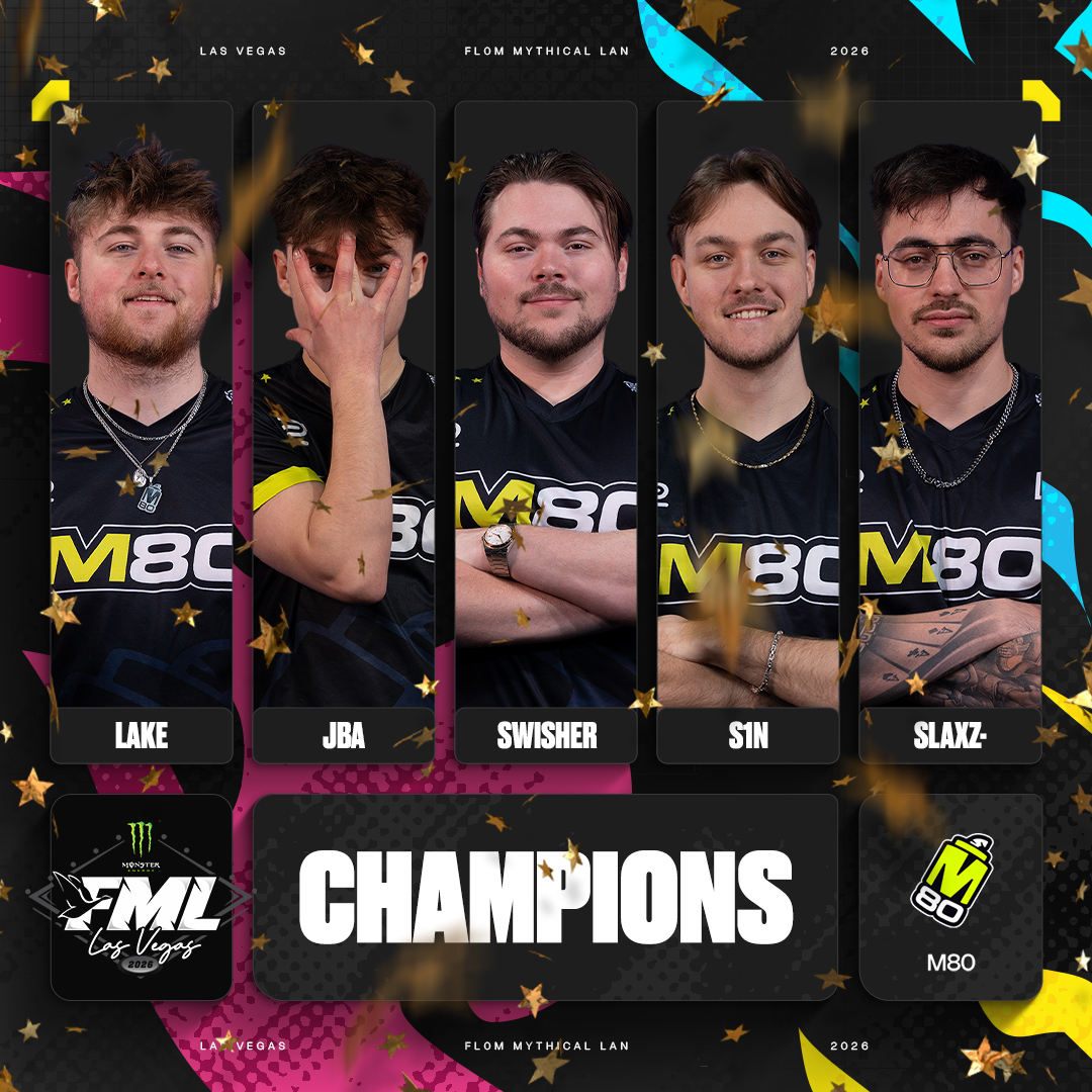 Without dropping a SINGLE MAP!

<a href="/M80gg/">M80 💣</a> are your <a href="/MonsterEnergy/">Monster Energy</a>'s fl0m Mythical LAN 2026 CHAMPIONS!!! 🏆🎲

<a href="/LakeCS1/">M80 Lake</a> 
<a href="/JBafps/">josh</a> 
<a href="/swishercs/"></a> 
<a href="/s1nCS/">s1n</a> 
<a href="/slaxzcs/">Fritz "slaxz-" Dietrich</a> 
<a href="/dephhgg/">M80 dephh</a> 

#FML2026