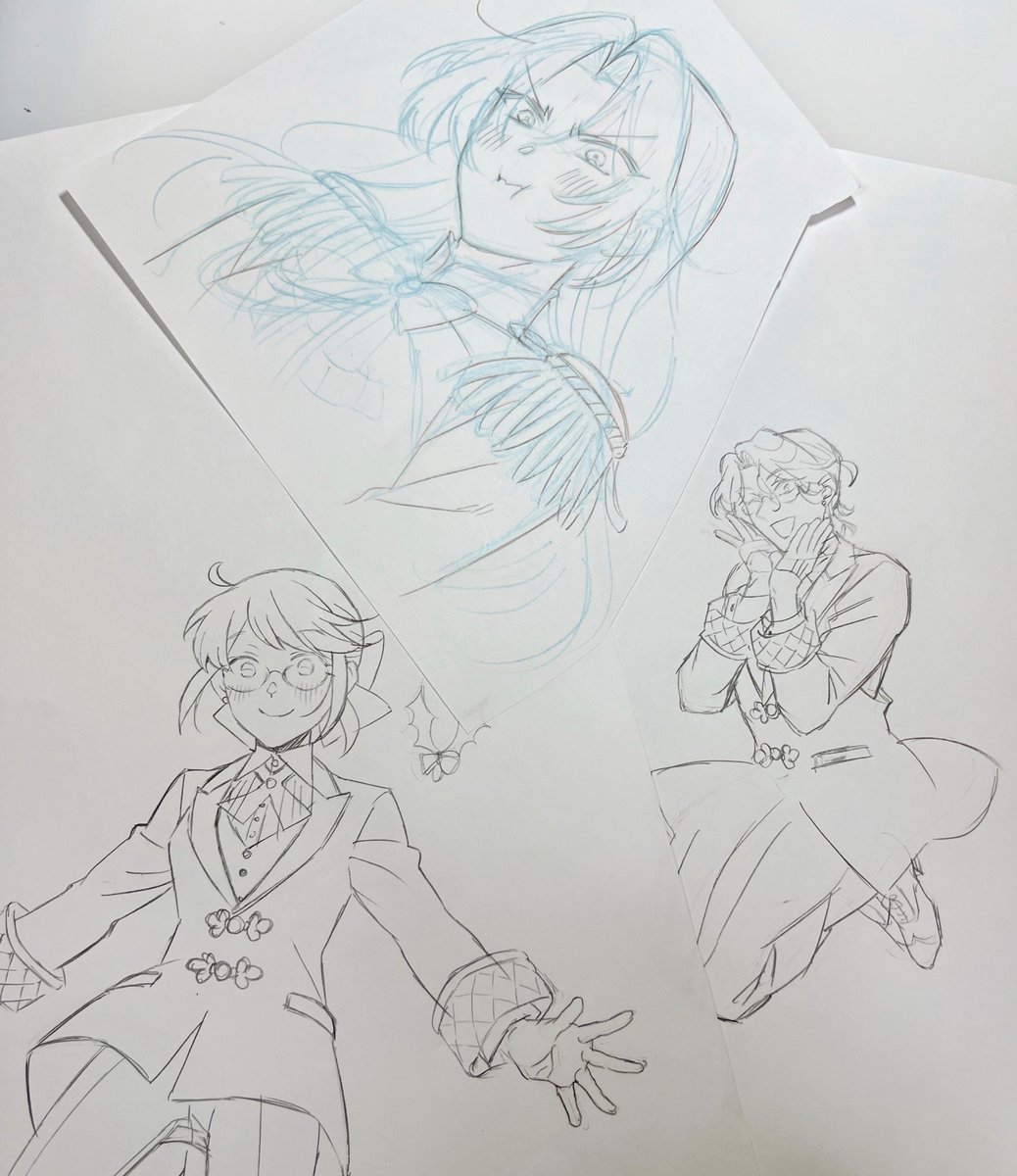 jun_mdesu's tweet image. 下描きいろいろ✏️