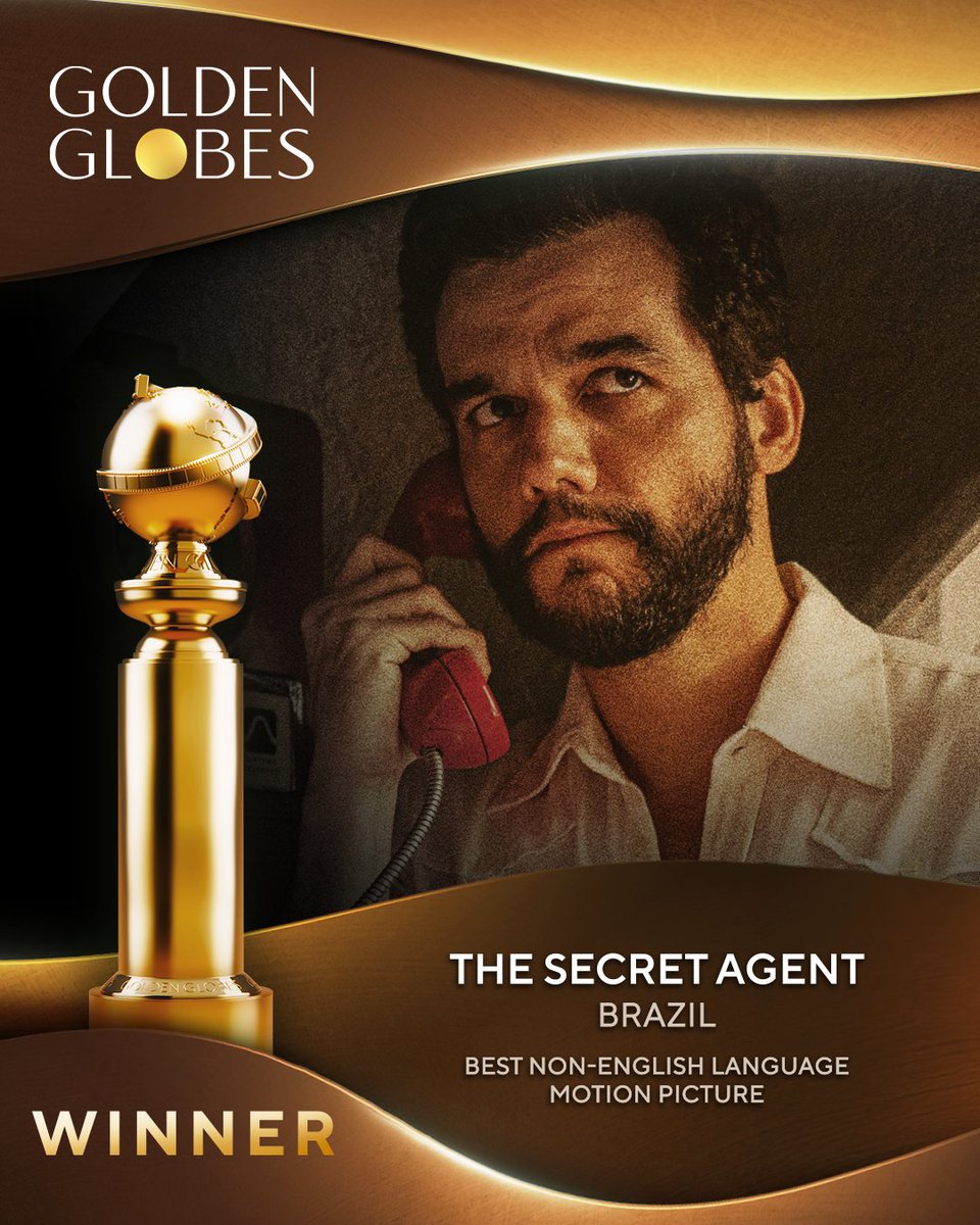 goldenglobes's tweet image. Cheers to The Secret Agent for winning Best Non-English Language Motion Picture 💫 #GoldenGlobes