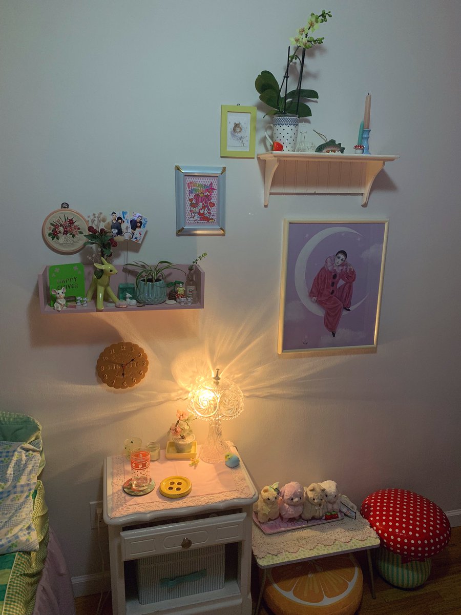 I finally put up these two shelves and some framed art. I put it off for so long so I am happy it’s done!! I need to rearrange some things still but it looks nice