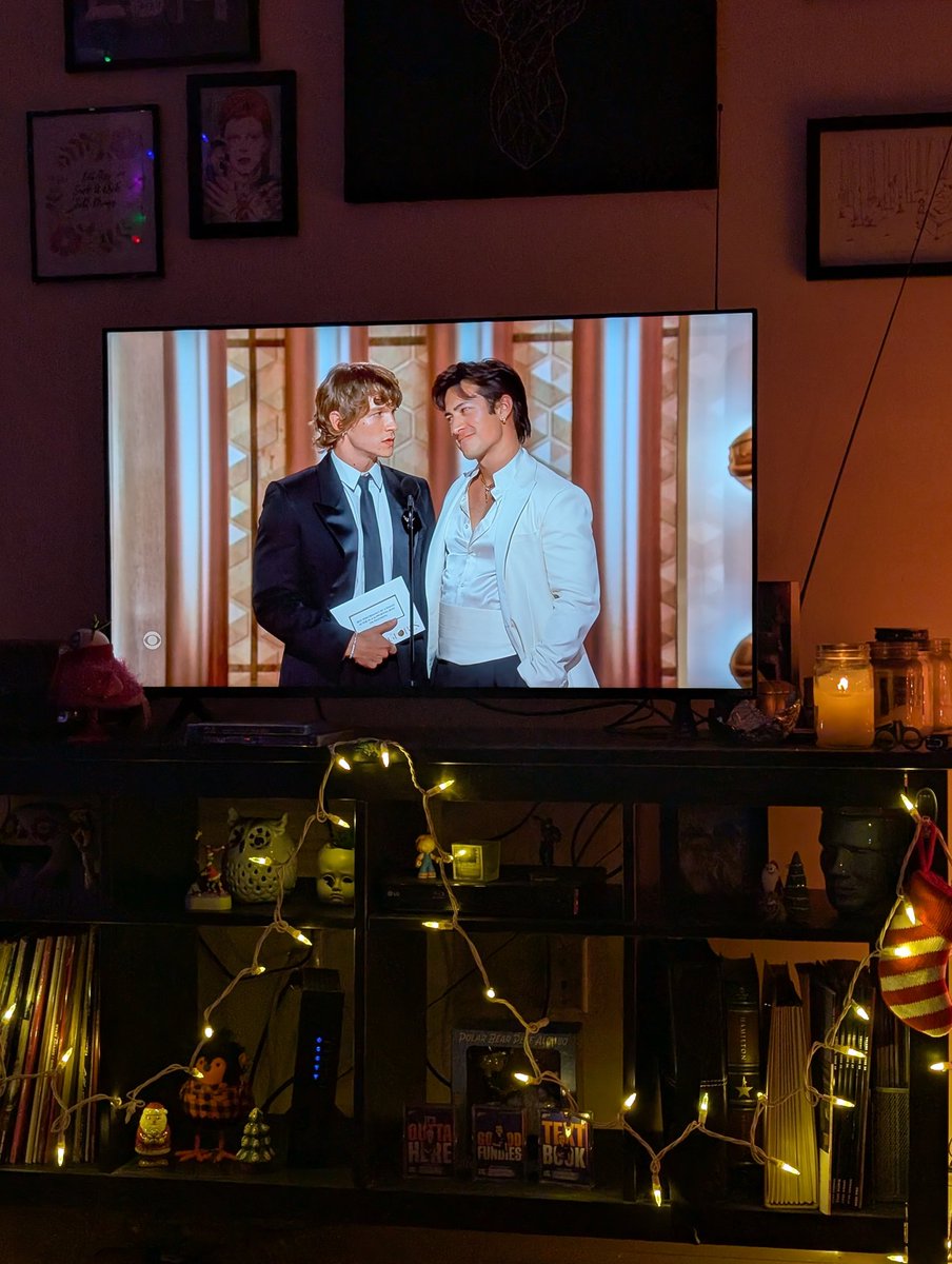 Don't mind me just an adult woman with healthy coping mechanisms taking pictures of her television