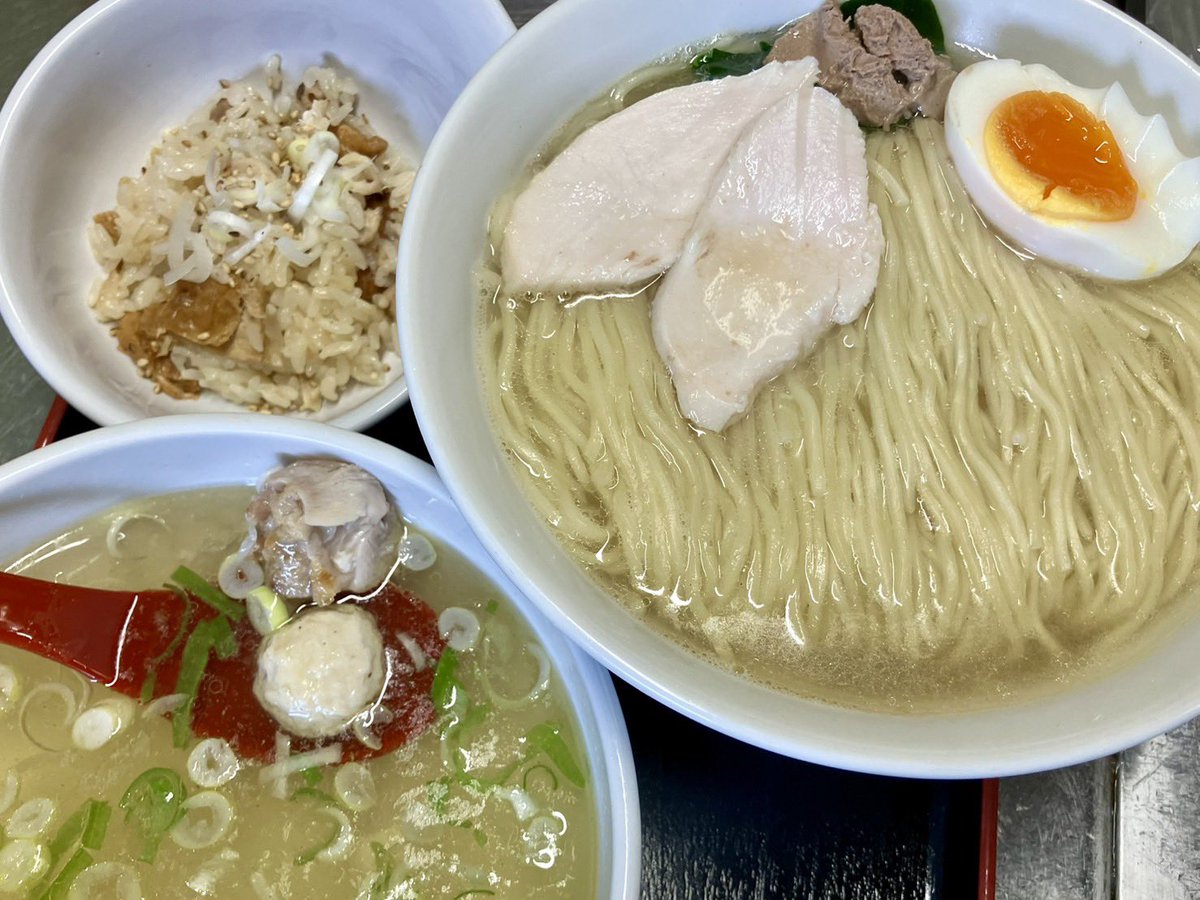 限定ラーメン 鶏三昧 「鶏塩つけ麺」 熱盛は煮干スープ 鶏モモと鶏 