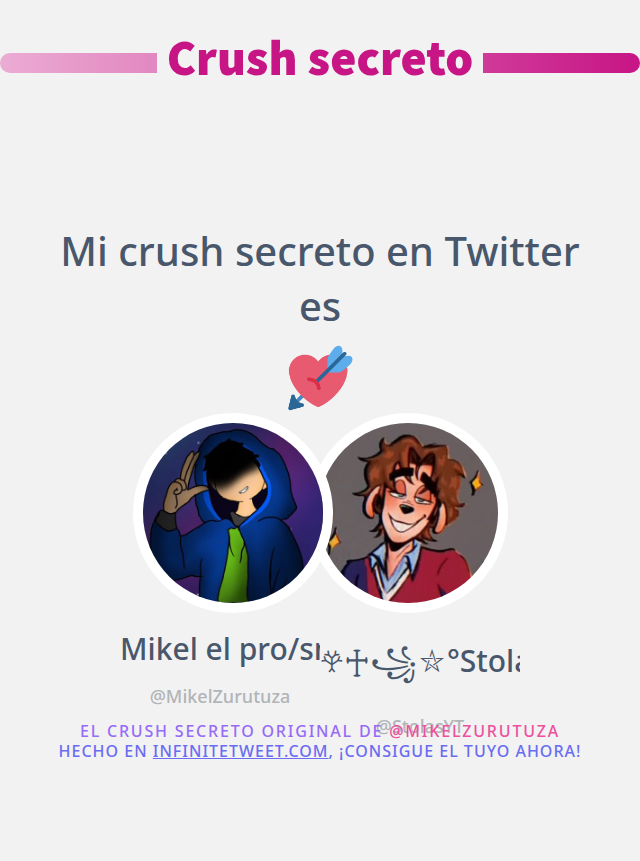 Mi crush secreto en Twitter es <a href="/StolasYT/">𖣂♱꧁⛥°StolasYT°⛥꧂♱ 𖣂</a>

➡️ infinitetweet.me/secret-crush?l…