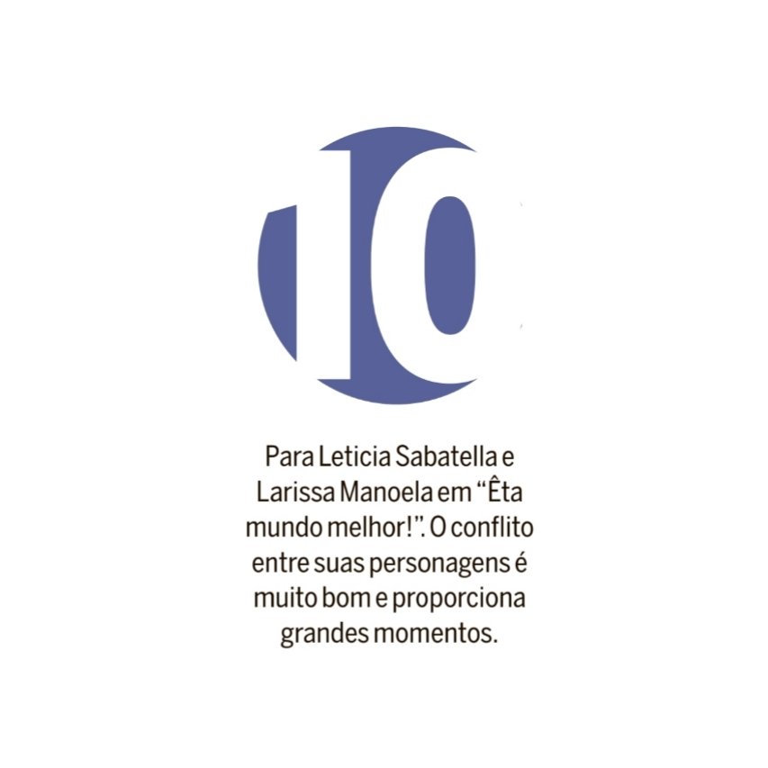 forumeplay's tweet image. Anna Luiza Santiago deu nota 10 para Letícia Sabatella e Larissa Manoela em #ÊtaMundoMelhor, o conflito entre suas personagens é muito bom e proporciona grandes momentos.