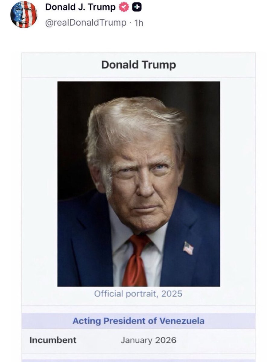 🇺🇸🇻🇪 | Trump comparte imagen que sugiere que es presidente interino de Venezuela