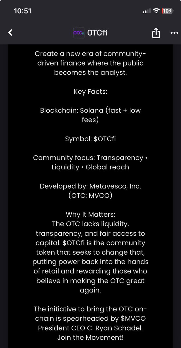 $OTCfi
Currently trading right at an ALL TIME HIGH!

Legitimate token run masterfully by <a href="/CRyanSchadel/">Ryan Schadel - CEO of $MVCO</a> 

Facts:
$OTCfi 9/1/25 - .0003936
Today - .003654 
⬆️ 930%

$SOL 9/1/25 - $205 
Today $142.95 
⬇️ 30%

Check this project out!
👇

66MH83n3jRqZMni87niTyKRoGbh9HxBkTm73sTRKpump