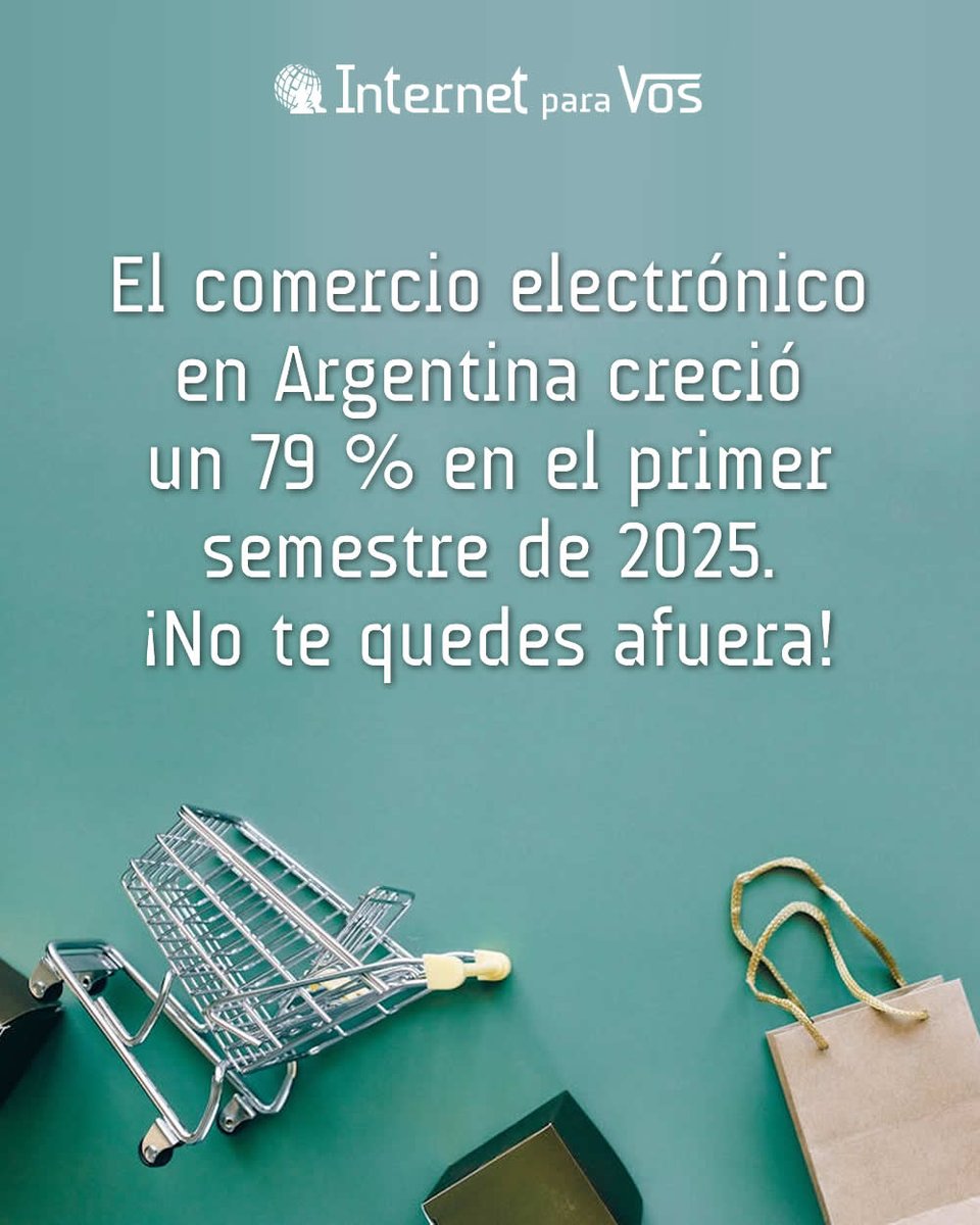 ixvos's tweet photo. El comercio electrónico en Argentina creció un 79 % en el primer semestre de 2025. ¡No te quedes afuera!
Visitanos: https://t.co/SMiD2eOX43
#ecommercedesign #tiendasonline #datosCACE #internetparavos https://t.co/uuncflSwh6