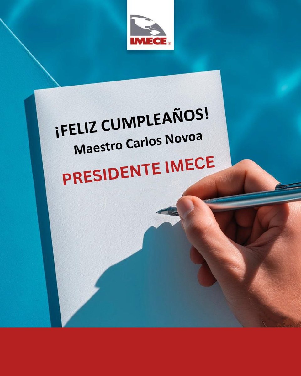 De parte de todo el Instituto Mexicano de Ejecutivos de Comercio Exterior, enviamos un caluroso abrazo y nuestros mejores deseos para el Maestro Carlos Novoa, presidente de nuestra institución. ¡Felicidades! 🎊