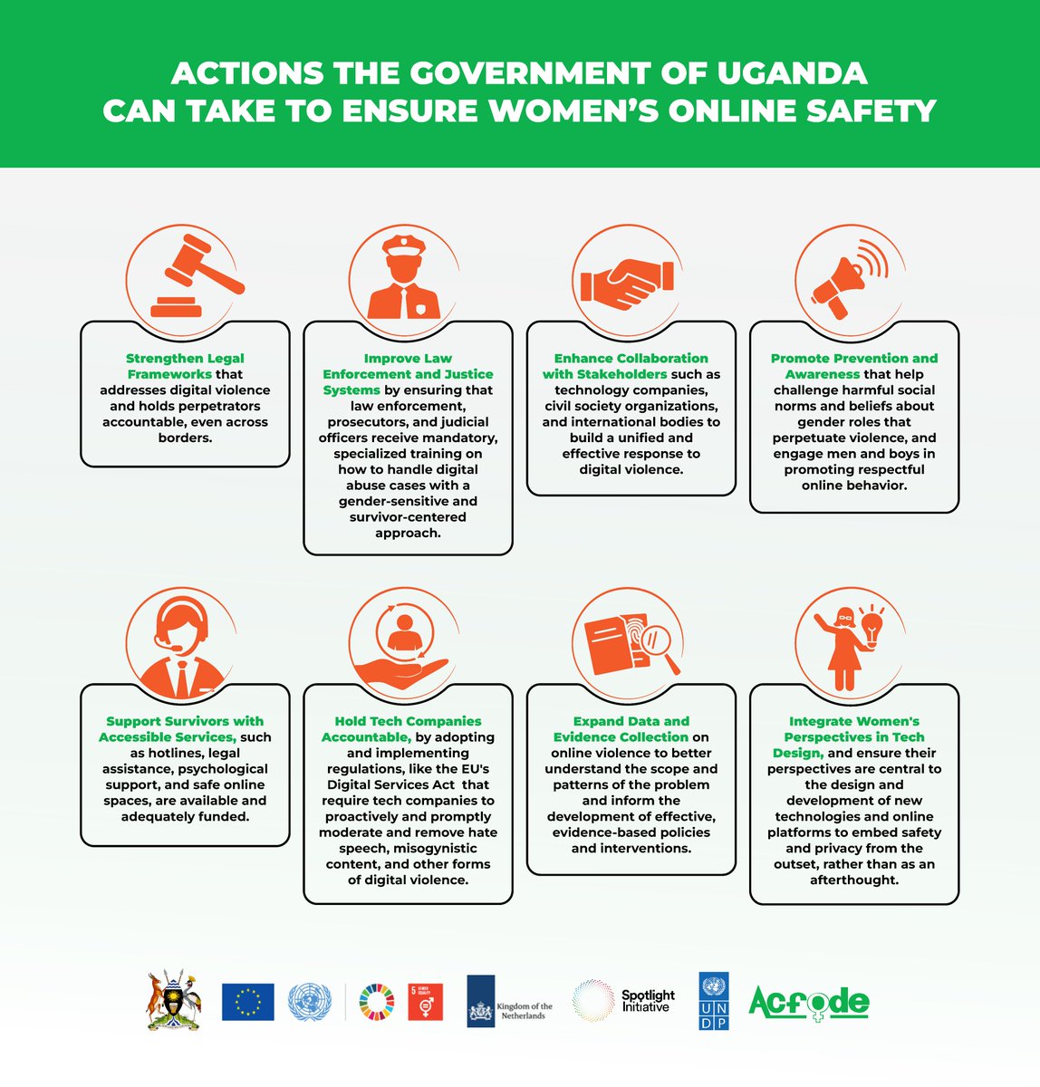 It is the responsibility of the Government of Uganda, through the Ministry of ICT and security organs like the police, to ensure the online safety of women and girls.

Here’s what must be done ⤵️

#TechAccountability  #EndDigitalVAWG  #OnlineSafety #ProtectWomenOnline
