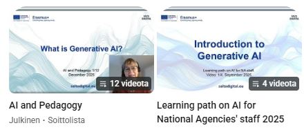 I just shared 4+12 #AI videos to YouTube. 
Read more, view the materials and invitation to AI in Education #ErasmusPlus #SummerCourse in June in Finland:  
matleenalaakso.fi/p/in-english.h…
- Learning path on AI (4 videos)
- AI and Pedagogy (12 videos)
#AI #education #BettUK2026 #Bett2026