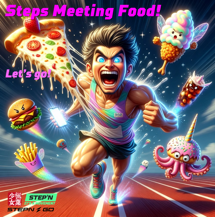 Steps Meeting Food! 🐾🌸🍰🍔🍣
Do you ever feel that walking or running every day is exhausting
and that you’re always hungry while working out?

2nd Challenge
Let’s ditch the guilt ✨
and turn every step into a food adventure!
Go for a walk and hunt for something delicious along