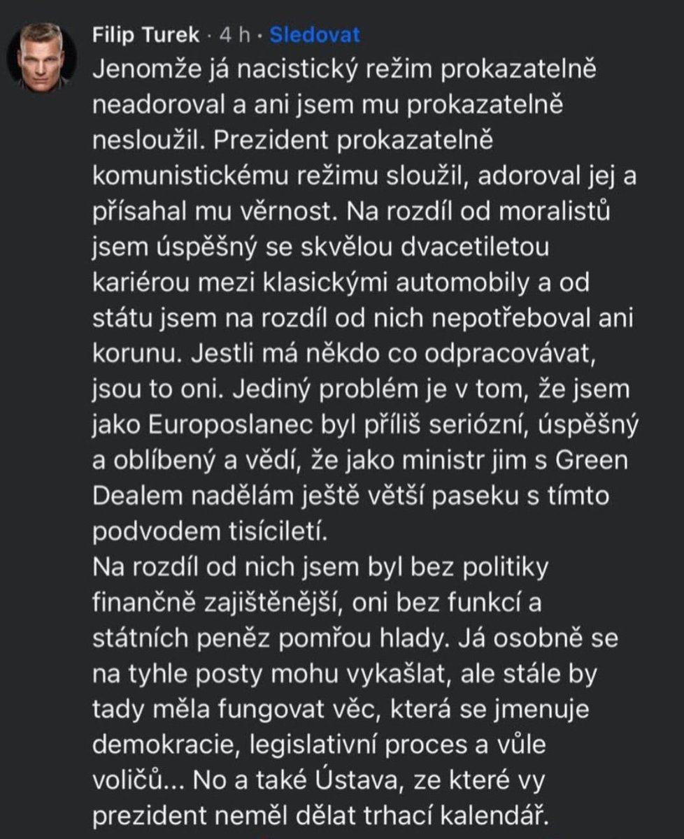 Úspěšná dvacetiletá kariéra“ zní v podání Filipa Turka hezky. 

Škoda jen, že podle policie a médií z ní zhruba 11 let tvořilo podnikání bez živnostenského oprávnění. 

Kšeftování s auty „na černo“ a neplacení daní se s tou image „úspěšného byznysmena“ trochu tluče, ne? 🤡📉