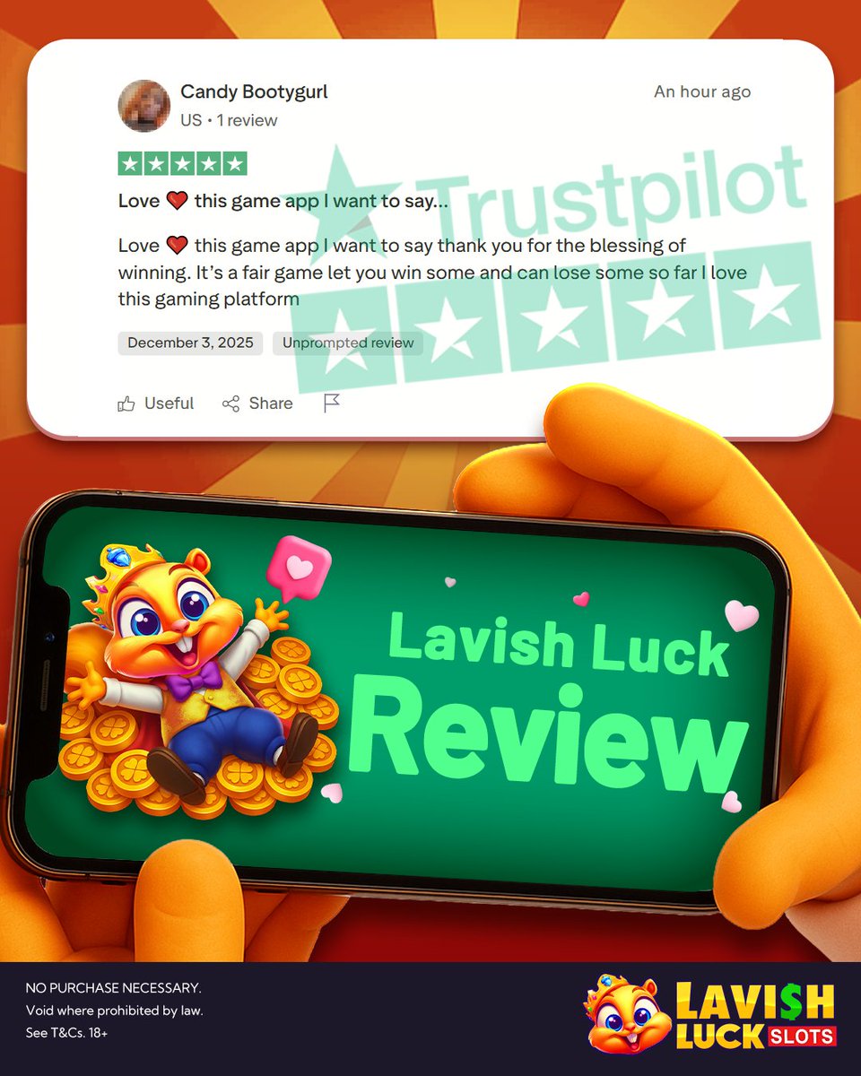 🎁 Got a minute? Get rewarded!
Leave us an honest review on Trustpilot and help others discover the fun!

💬 We’ll randomly pick players who leave a review to receive
3 SC + 10K GC 🎉
📩 Reward Codes will be sent via DM
👉 Leave your review here: trustpilot.com/review/lavishl…