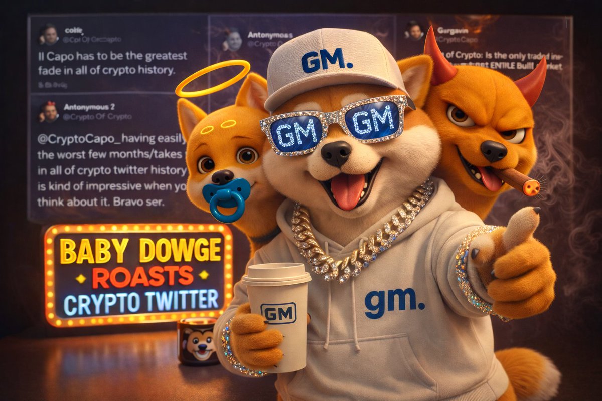 GM 🐶☀️ Drink water. Sip coffee. Be kind to yourself. And remember  $babydowge Roasts Crypto Twitter is live every day. Have a great one 💙  #babydowge #DOWGE #dowgedynasty