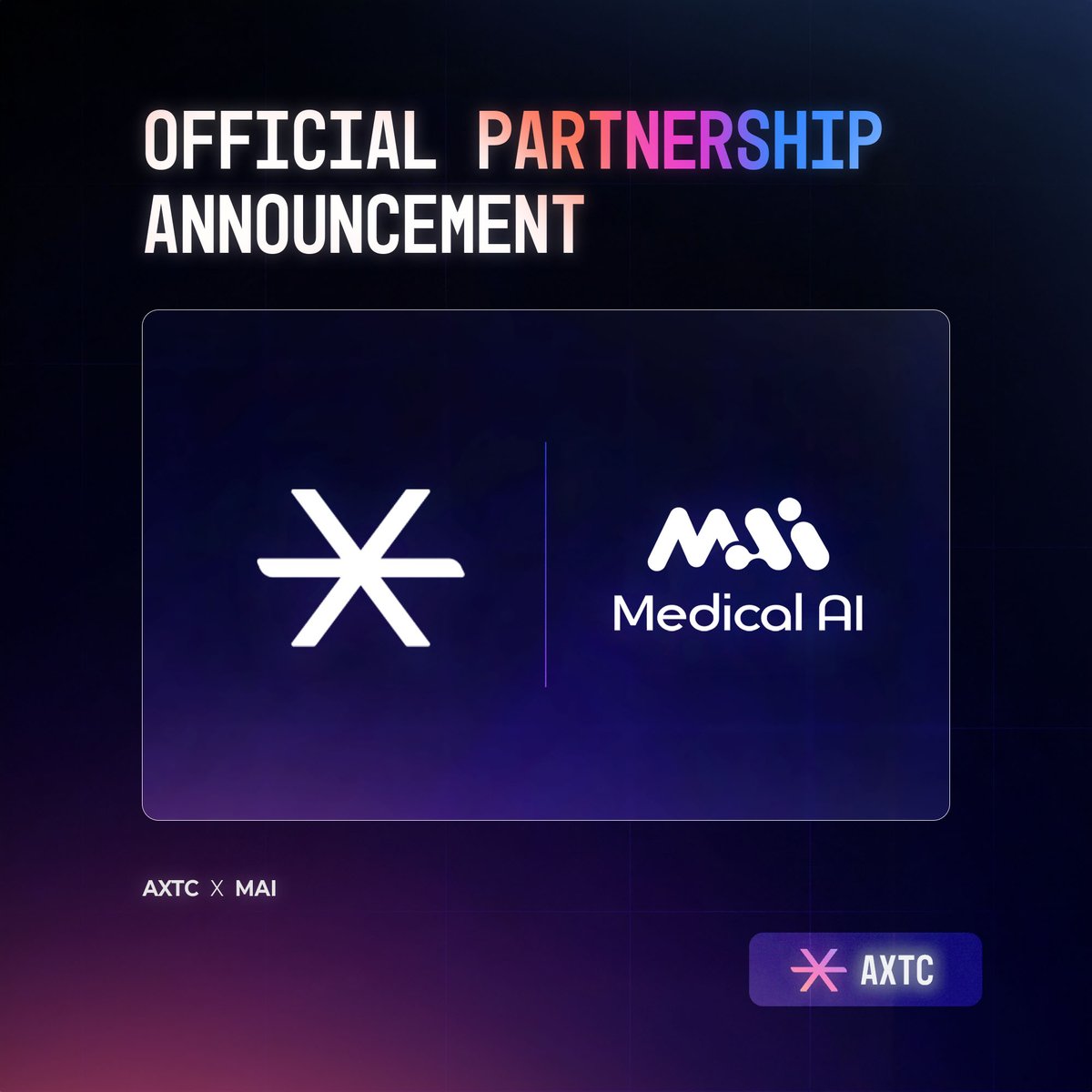🤝 Official Partnership Announcement

AXTC × <a href="/MGpt_ai/">Mgpt.ai _ MAI</a> 

Bridging Web3Social and AI-powered healthcare to unlock real-world value on-chain.