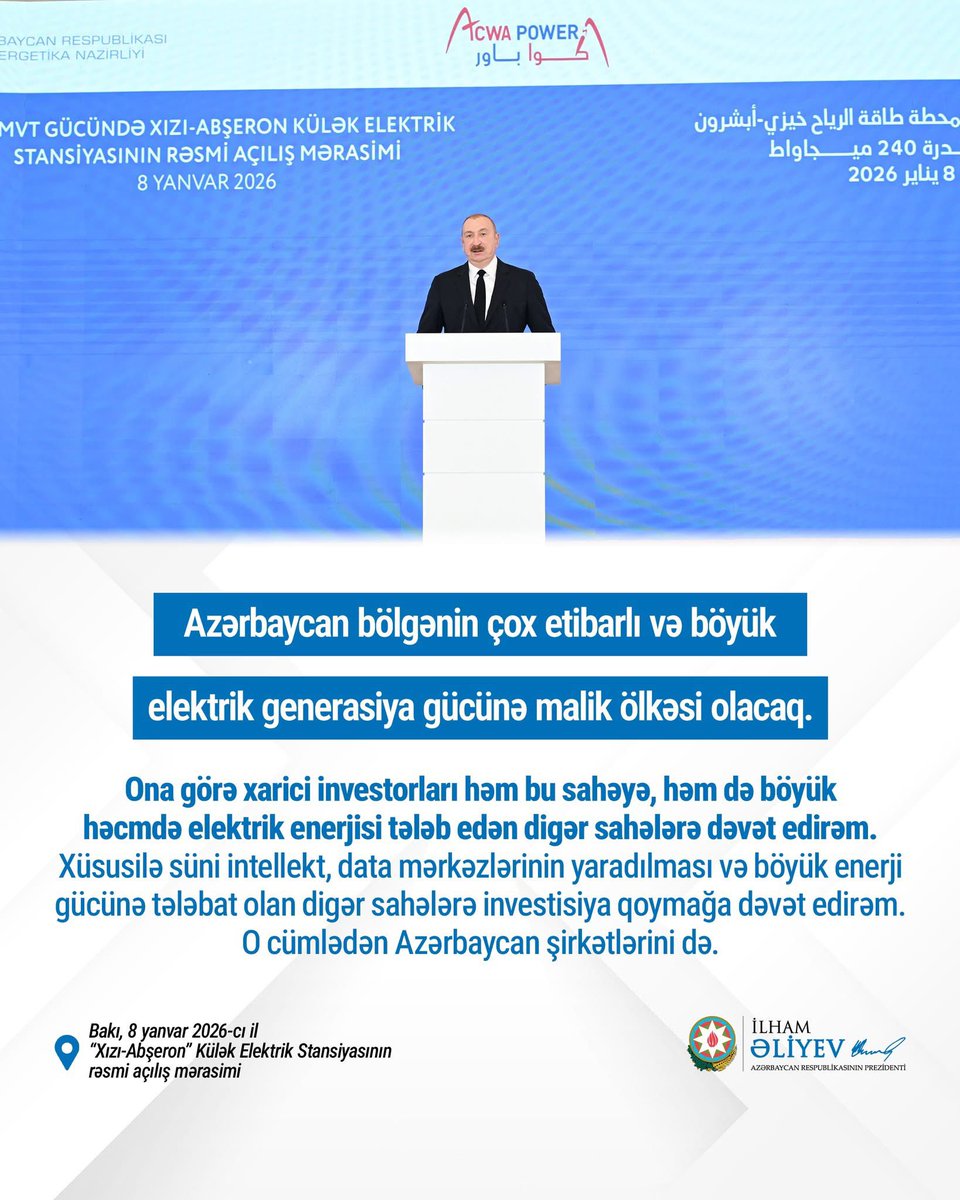 ElkhanO_48's tweet image. Azərbaycan bölgənin çox etibarlı və böyük elektrik generasiya gücünə malik ölkəsi olacaq.

#Prezident #İlhamƏliyev