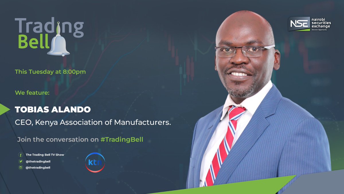 KTNNewsKE's tweet photo. On the Trading Bell this Tuesday, @mainachegemc speaks with @kam_kenya CEO Tobias Alando on the real state of Kenya’s manufacturing sector. Costs, policy, energy, skills, exports, and what must change by 2026 for industry to grow further.
#TradingBell #ManufacturingKE #KenyaEconomy #KAM