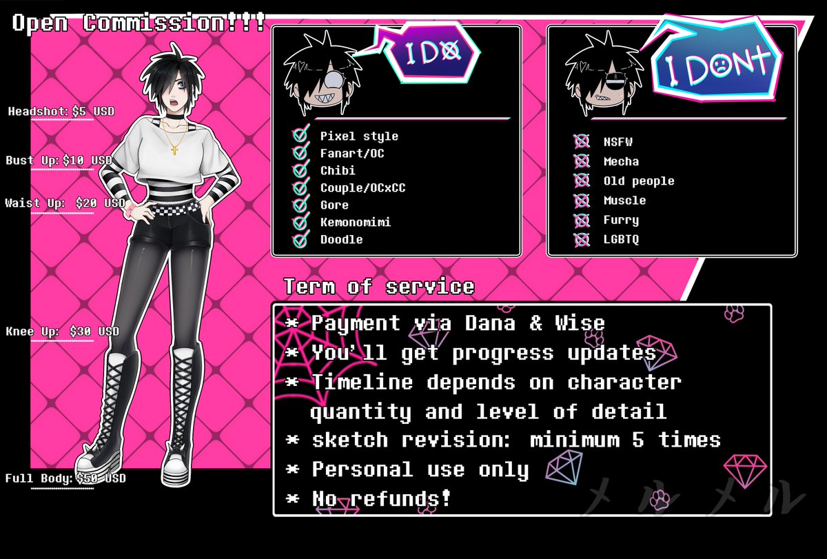 🖤HAYYY HAYYY🤍
Open Commission!!!
Feel free to DM me if you’re interested 👀✨
RTs are really appreciated!🤍🖤
#opencommission #art #chibara