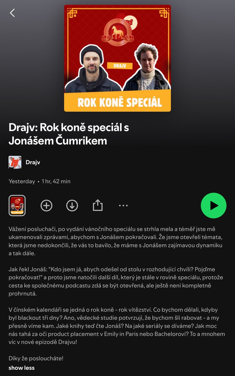 Nový Drajv je venku! Opět s the one and only <a href="/JohnyMachette/">Johny Machette</a> se kterým začínáme přemýšlet nad plnohodnotným společným projektem. 

Díky za poslech a dejte vědět, jak vás to bavilo nebo nebavilo. 

Nás to bavilo velice, od knih a seriálů, přes divoké fantazie o rabování až po …