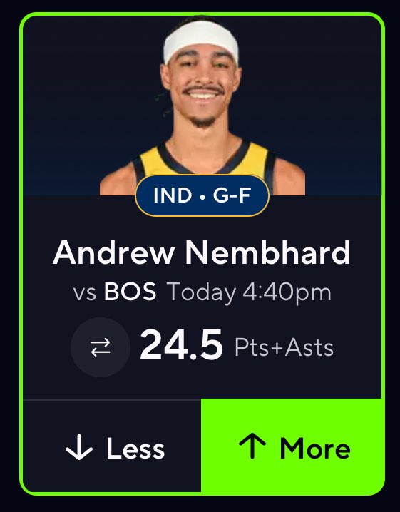 NPLOCKS's tweet image. HE WILL GO OFF TODAY ☢️

Andrew Nembhard O 24.5 PA #YesCers 

Follow For Daily Pre-Bump Props 🎯 

- Nembhard has played great recently and is over in 5 straight with Mathurin out and in his last 7 with Siakam active and w/ Mathurin out. 

- The Celtics are giving up the 3rd most