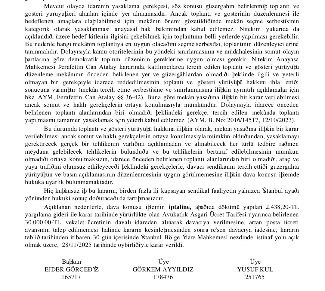 (Kazanım)✊
İstanbul Valiliğinin aldığı Ankara'ya yürüyüş yasağına karşı açtığımız davayı kazandık! 

➡️Eğitim emekçilerinin mücadelesinin önüne set çekmek, Sendikamızın Ankara yürüyüşünü durdurmak için valilik yürüyüş yasağı kararı çıkarmış ve bunu duyurmuştu. 

➡️ "Valilik