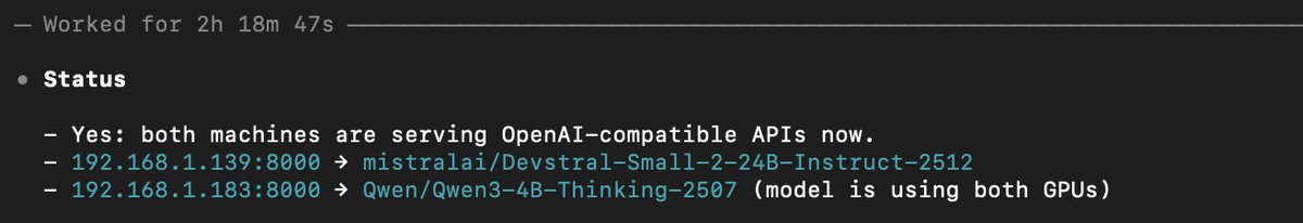 Even for GPT 5.2 xhigh, it will take 2 hours to set up Nvidia GPUs. That's why I really like MLX 😅