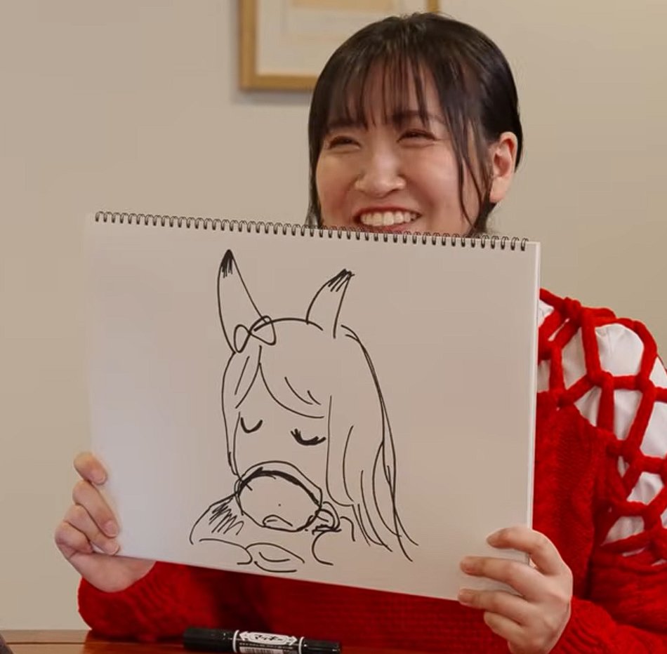 horsegirlsyuri's tweet image. this screenshot of Hitomi Ueda is so cute i just had to draw her as golshi SOB

#gorumaku (if you squint) #umamusumeart