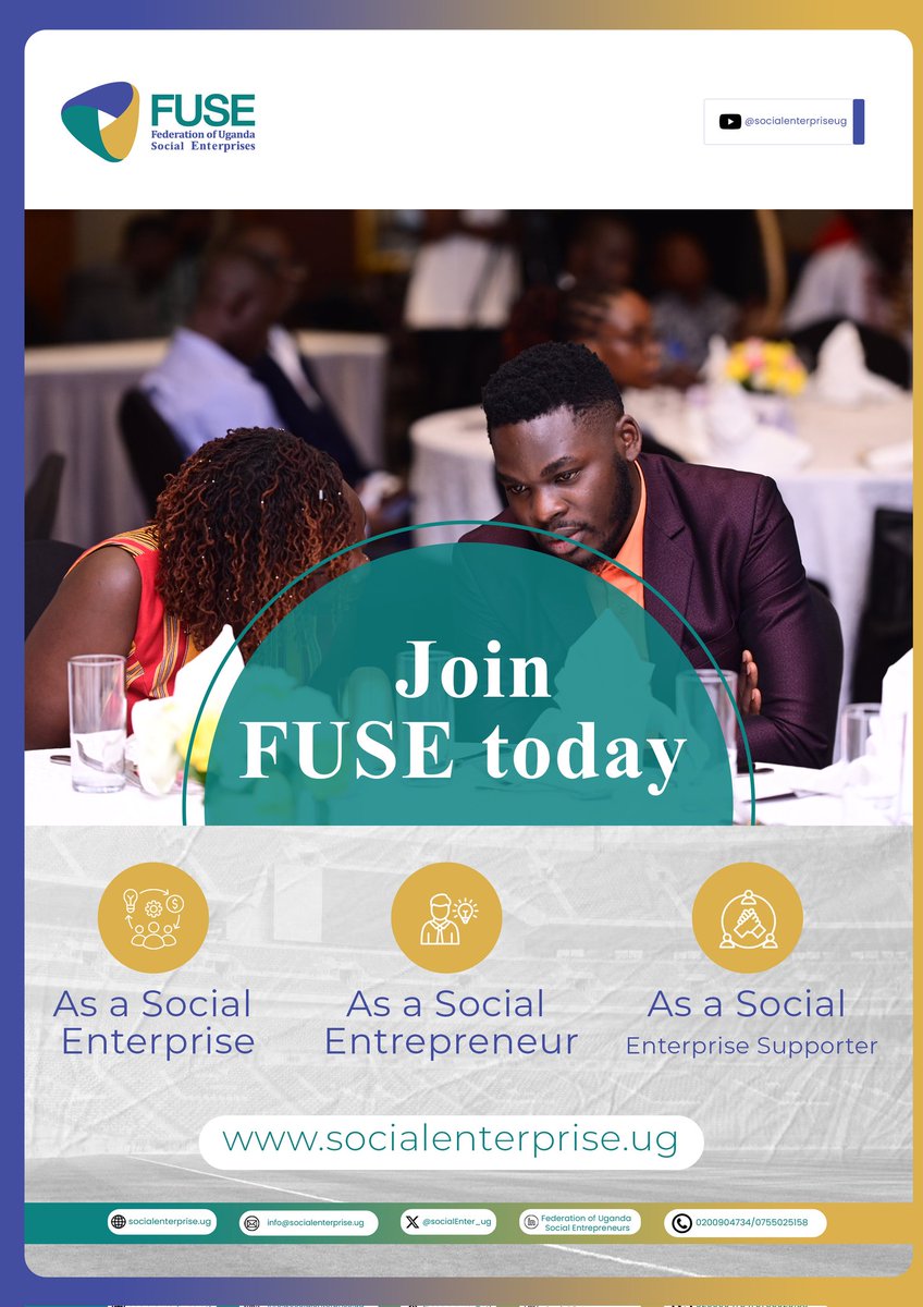 Join the FUSE family as a social entrepreneur, social enterprise, or supporter (individual/organization/partner)
Fillout the form👇 socialenterprise.ug/membership-cat…
-Together, let's strengthen the ecosystem, advocate for better policies, unlock opportunities&amp; amplify impact across Uganda.