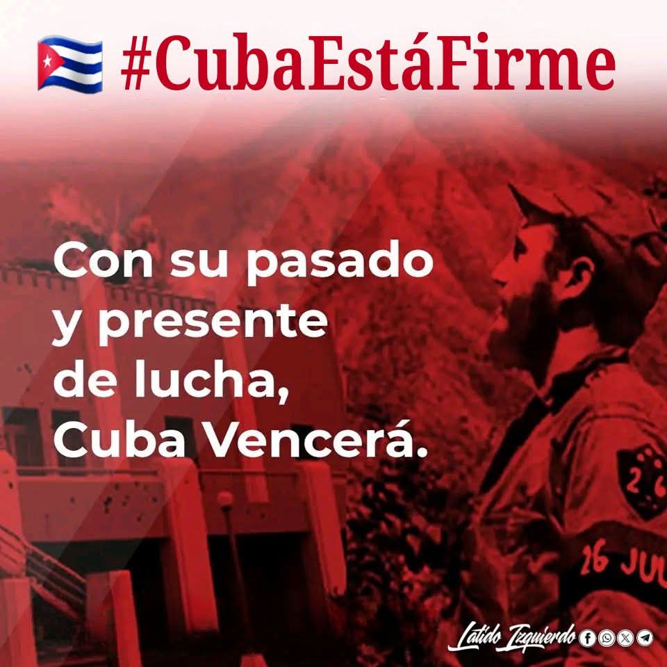 Latido_Izquierd's tweet image. "Un Latido X Cuba"🇨🇺

Ante las recientes amenazas de Trump hacia #Cuba, nuestro mensaje es uno solo: no nos intimidan.

Seguiremos adelante, con la frente en alto y la certeza de que la verdad y la justicia están de nuestro lado.

✊ ¡Patria o Muerte, Venceremos!

 #CubaEstáFirme