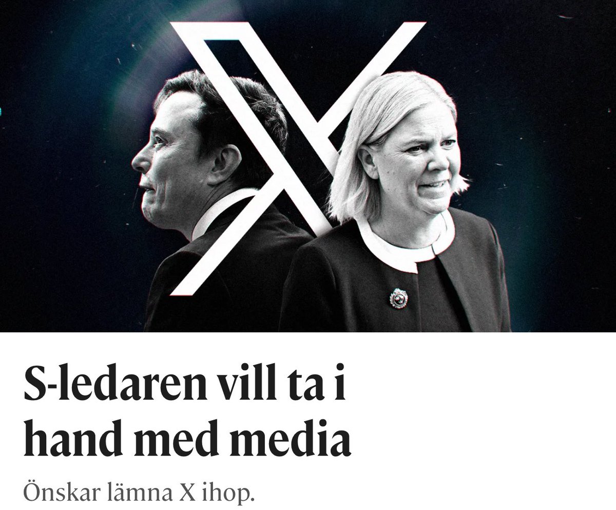 Magdalena Andersson vill att politiker och medier tillsammans lämnar X. Men samtidigt satsar Socialdemokraterna på Kinaägda TikTok. 

Hon är en sån otrolig hycklare. 

kvartal.se/magnusalselind…