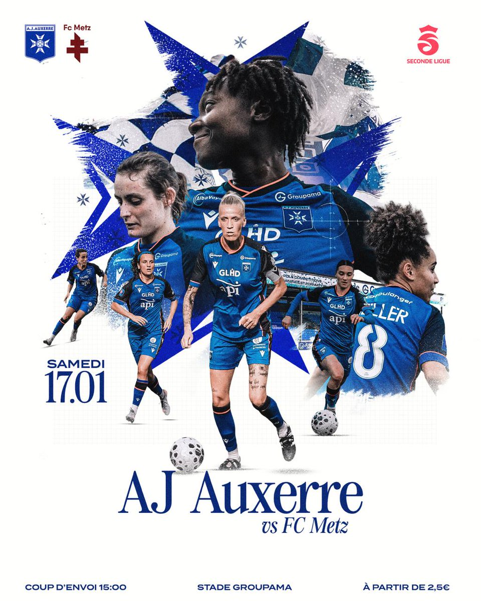 RT by @AJA: RT by @AJA: 🏟️ Premier match de l'année à domicile pour nos joueuses ! 🔵⚪️ On compte sur votre soutien pour ce choc de haut de tableau en @SecondeLigue, samedi face au @FCMetz ! 🙌 🎟️  #TeamAJA