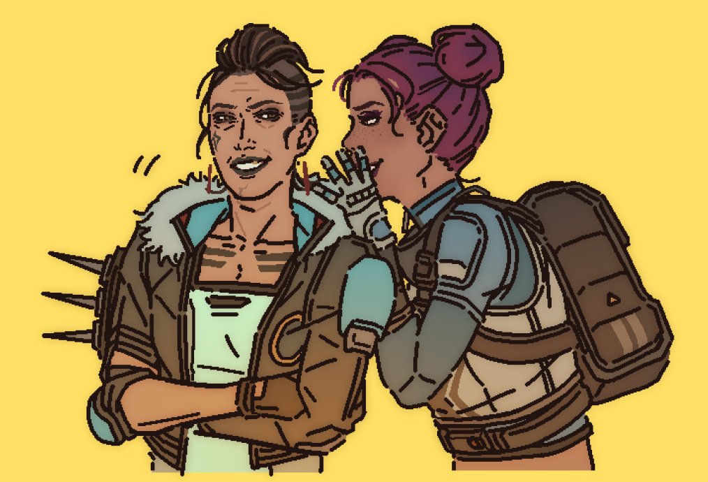 HD_MMK's tweet image. アジャイとマギー、
くだらない話でケタケタ笑っててほしい！
っていうラクガキ！
 #ApexLegends