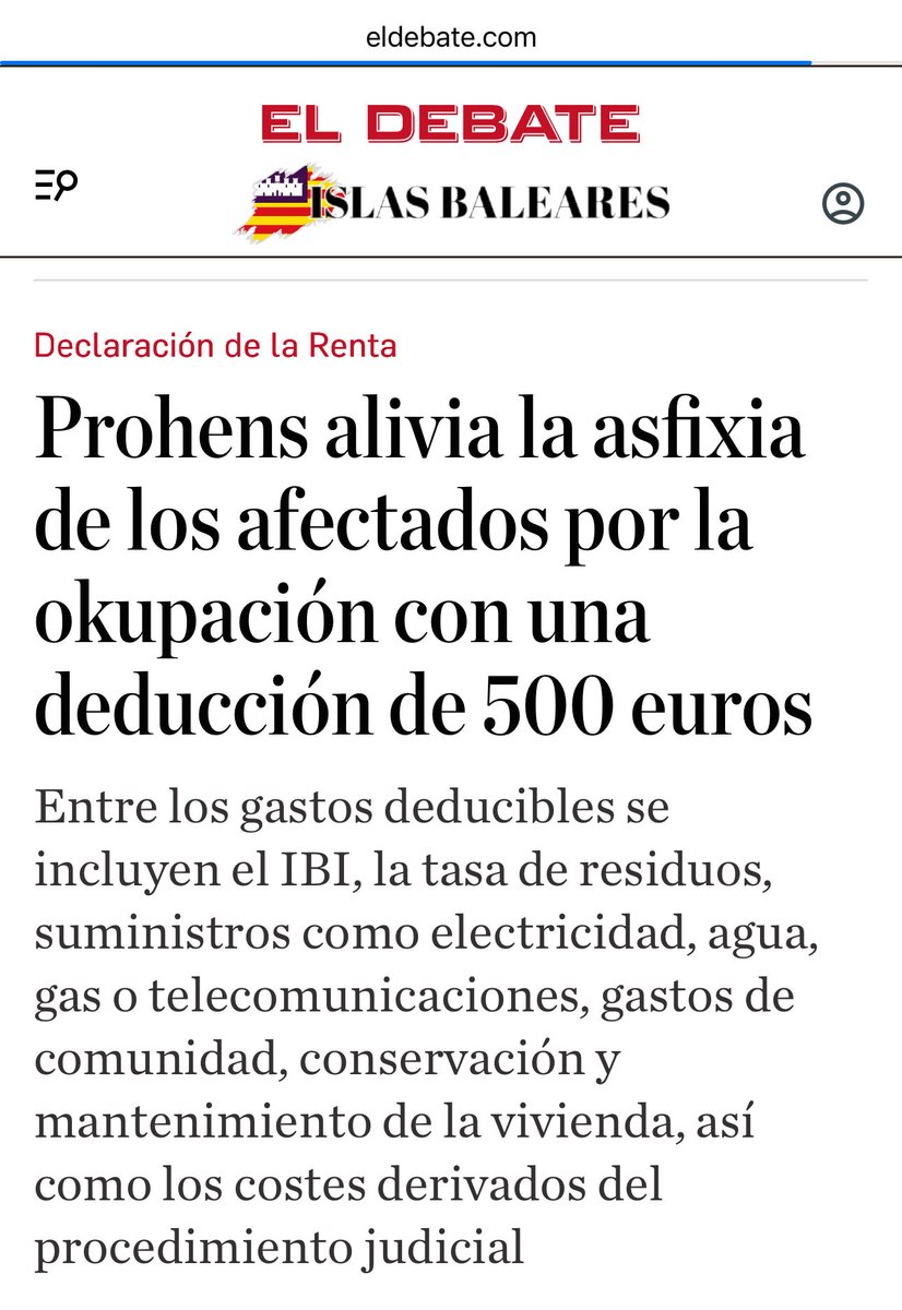 🏠 El Govern de Prohens segueix al costat de les famílies i defensant la propietat privada 

Continuam exigint a Armengol que desbloquegi la Llei Antiokupació del PP que manté segrestada al Congrés dels Diputats

🔗 eldebate.com/espana/baleare…