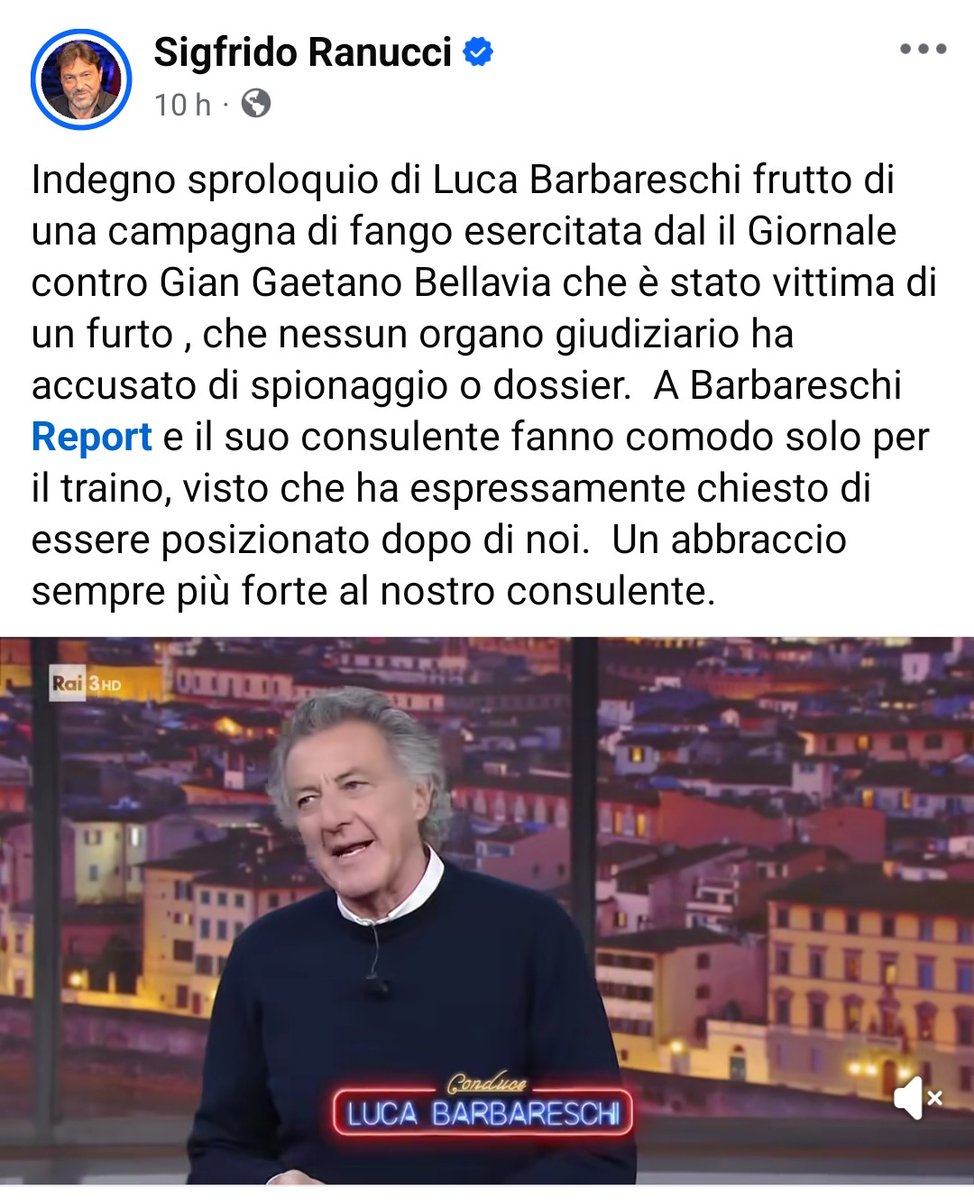 OsservaMy's tweet image. Laca Barbaresci attacca Report..
Ahahahahahahahahahahahah 
Un altro miracolato della politica di dx! Colui che venne "comprato" da Berlusconi per tenere in piedi il governo di centro dx. Lo stesso Berlusconi disse che gli era costato "tre fiction"!