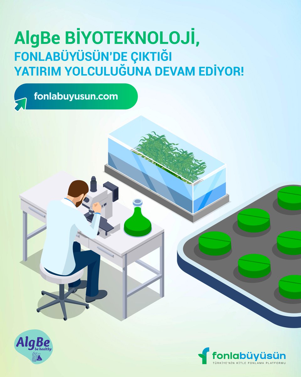 20 yılı aşkın akademik birikimle, Avrupa standartlarında bir mikroalg üretim altyapısı kurarak Türkiye’nin bu alanda global pazara açılmasını hedefleyen AlgBe Biyoteknoloji’nin yatırımcısı olmak için hemen fonlabuyusun.com ’u ziyaret edin.

#Fonlabüyüsün #Girişimci