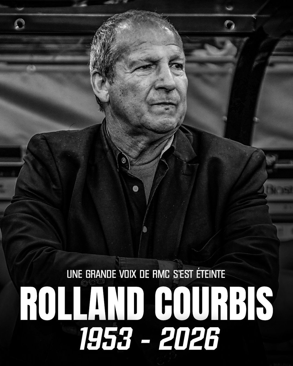 RMCsport's tweet image. ⚫️ C’est avec une profonde tristesse que sa famille, en association avec RMC, annonce le décès de Rolland Courbis, survenu ce lundi 12 janvier. Rolland avait 72 ans. 
 
Nos pensées vont à sa famille, à ses proches et à tous ses fidèles auditeurs. Merci pour tout Rolland.…