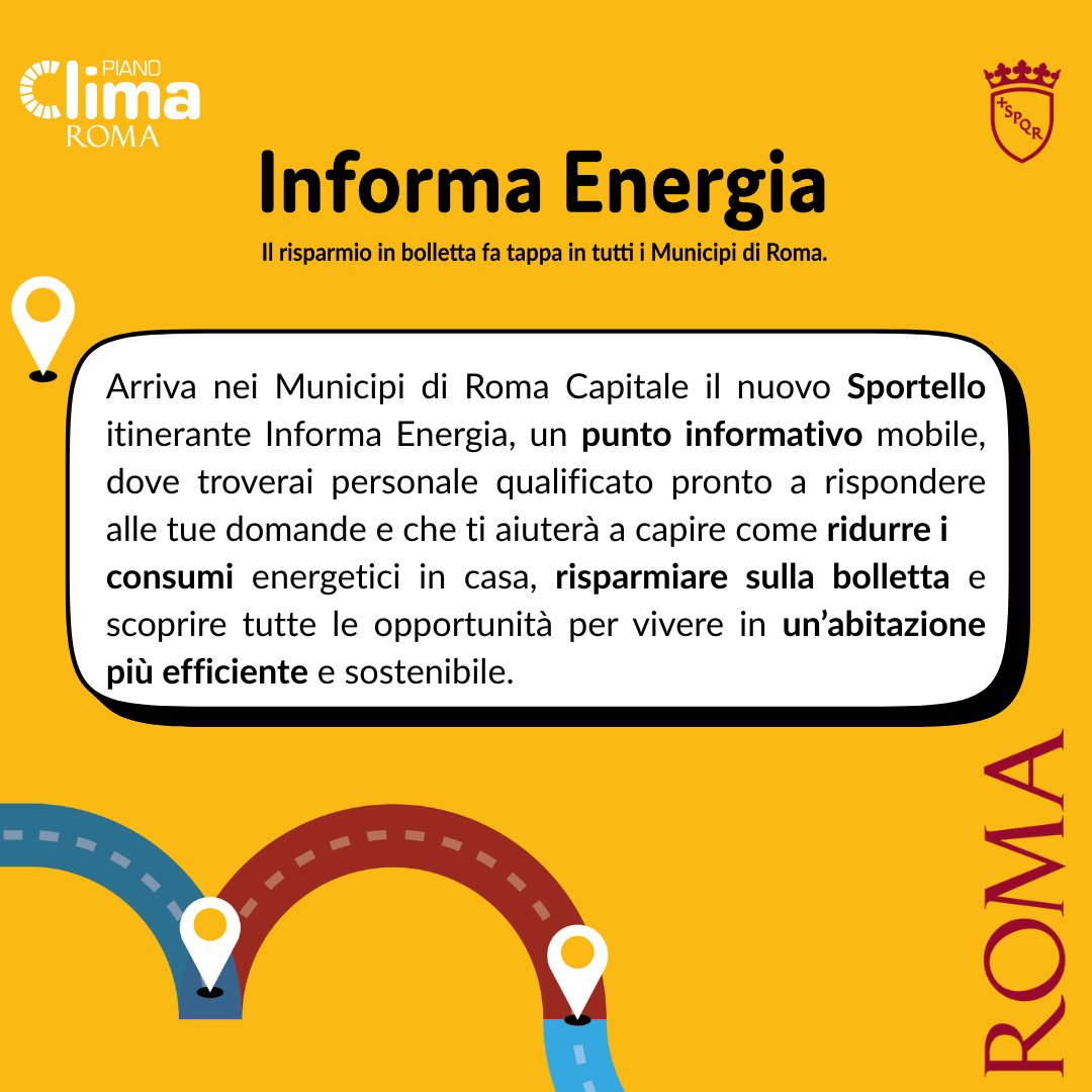 MunicipioXV's tweet photo. 📢Prende il via “Informa Energia”, il nuovo progetto itinerante sui temi del risparmio energetico.
🗓️Il camper farà tappa nel Municipio Roma XV dal 26 al 30 gennaio 2026, dalle ore 09.00 alle ore 14.00, presso il Mercato Ponte Milvio, Via Riano, 20.
Info👉https://t.co/3nSy0FW2oE https://t.co/VIQQsAr1Yg