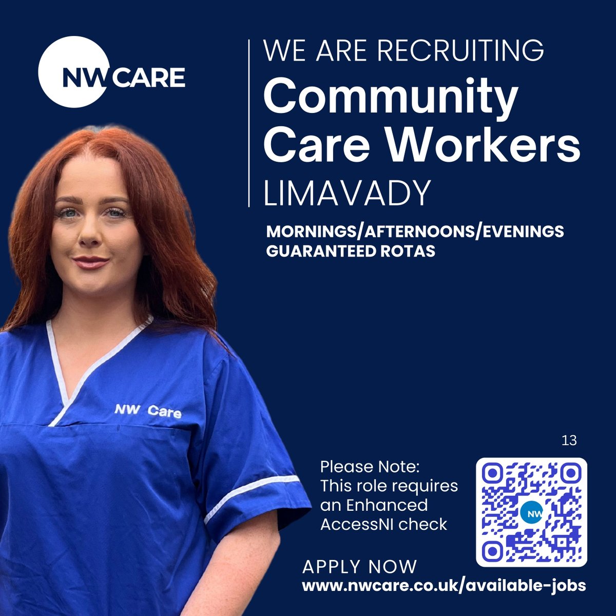 𝗪𝗘'𝗥𝗘 𝗛𝗜𝗥𝗜𝗡𝗚
HOME CARE ASSISTANTS - LIMAVADY
If you care about people and want to give back to your community, we’d love to hear from you.
Apply online: nwcare.co.uk/available-jobs…