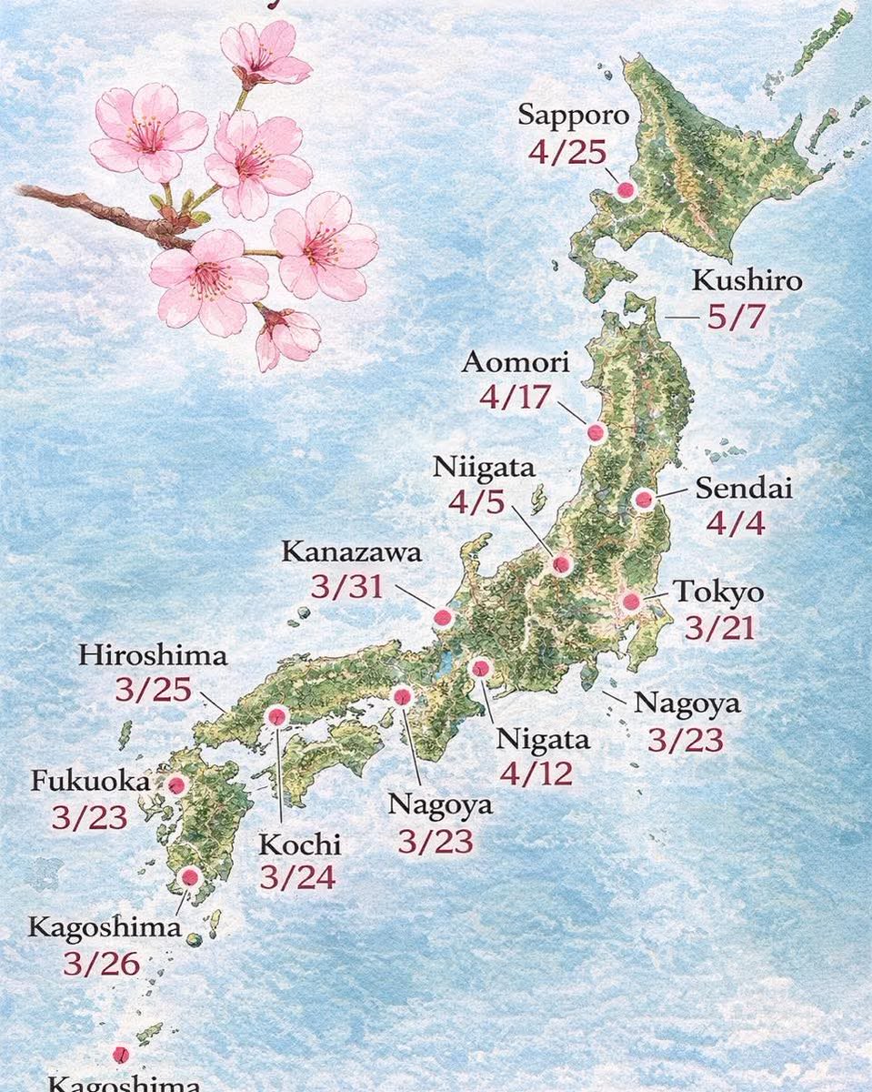 Sapa yang nak pergi Japan tengok bunga Sakura. Ni tarikh2 penting untuk tengok first bloom.