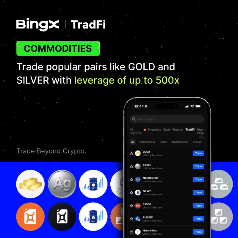 BingXOfficial's tweet photo. Macro traders, this one's for you. 🫵

GOLD, SILVER, Brent, WTI, Natural Gas.

Up to 500× leverage.
