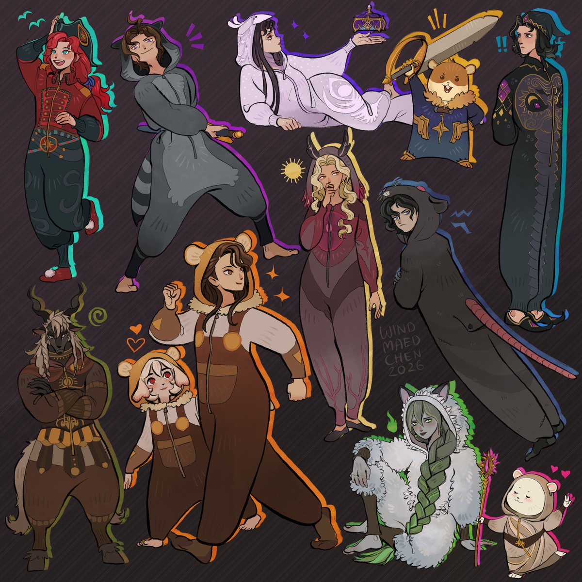 Time to cuddle! I couldn't decide for just one hero in onesie... so I did a bunch! xD 

#AFKJourney  #afkjourneyfanart  #EsperiArt