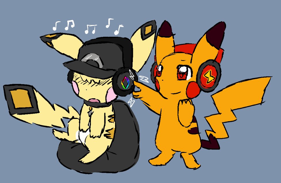 Some colored sketches did for some important friends! Sleepy Lohchu with Shy as a Rockruff and Shiver's Jitters. And DJ PikaBoi gettin' my chu to listen to some chillin' LoFi beats. 💛
