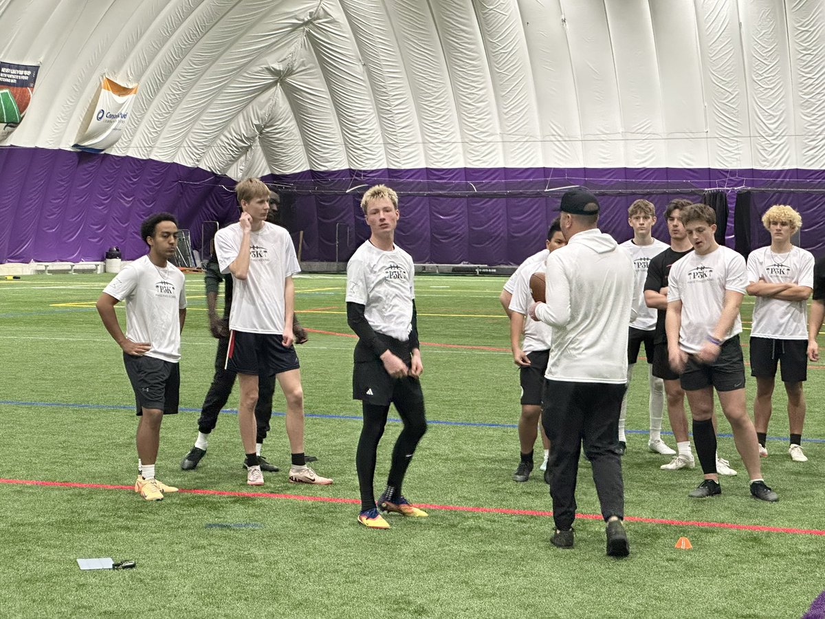 Phase3Kicking's tweet photo. Wrapped up a great @phase3kicking camp in Minnesota with some awesome talent.  It was a fun balance of abilities and was great to find more talented athletes to coach up and help along in their journey. #CompeteToBeElite 🟣⚪️ https://t.co/YVRrmLG6yY