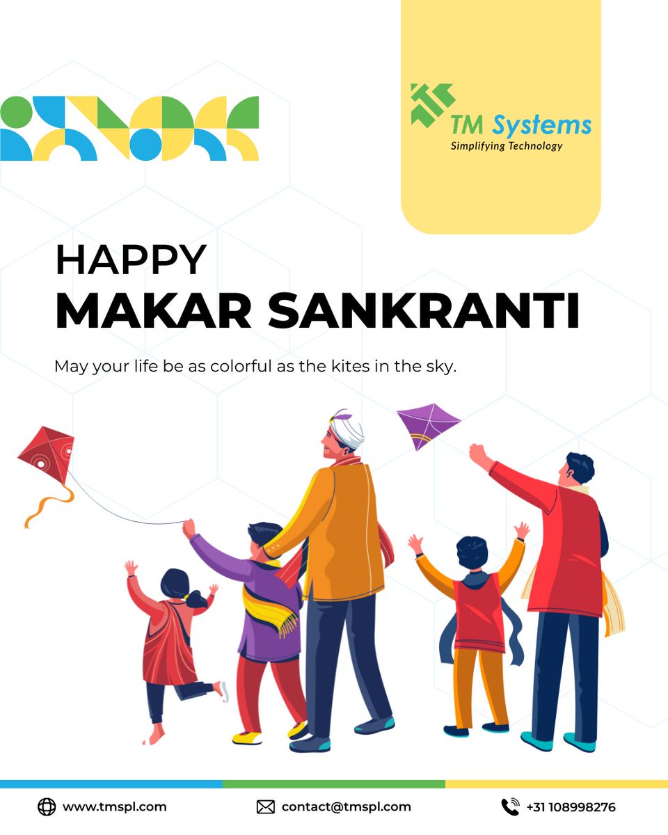 tmsystemsglobal's tweet photo. May this Makar Sankranti mark the beginning of a season of abundance, growth, and significant achievements for you and your team.

#makarsankranti #tmsystems #kitefestival https://t.co/vLUpNO1SiO