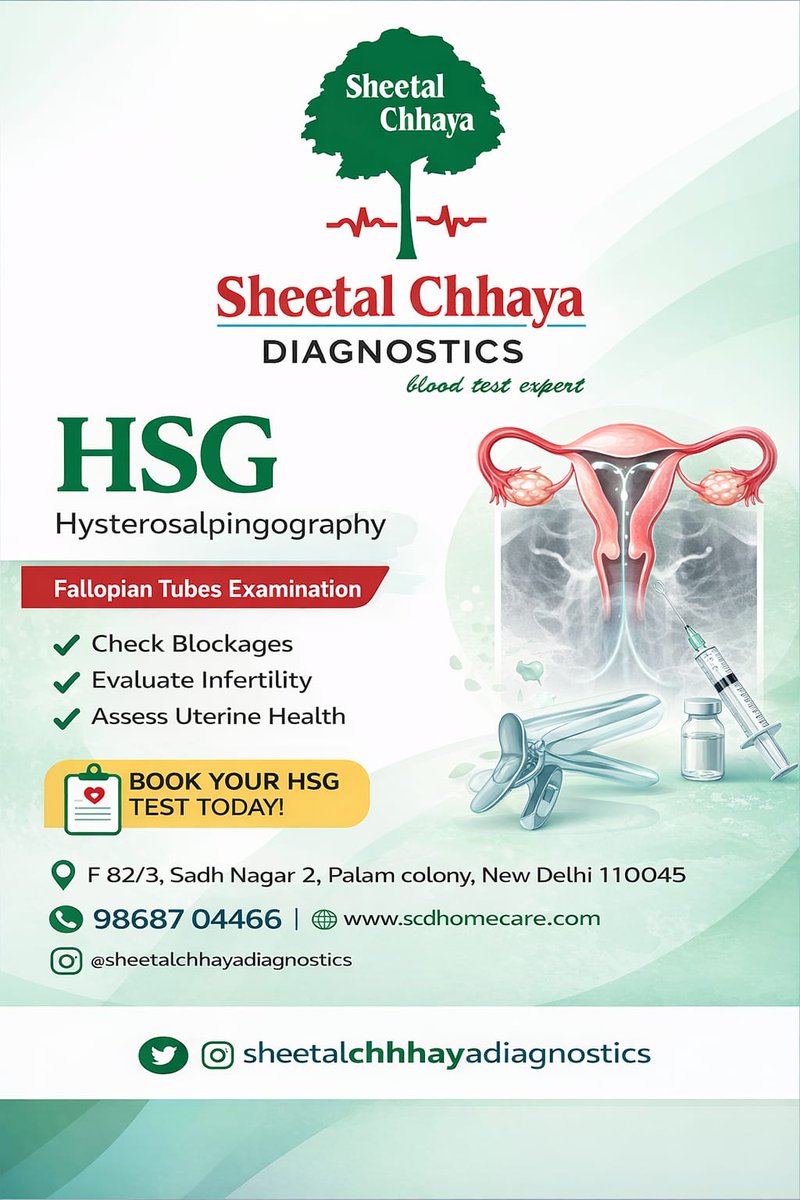 ajaykaushik28's tweet image. HSG Test done at sheetal chhaya diagnostics. for booking call now 9868704466 or visit our website scdhomecare.com 
#hsgtest #sheetalchhayadiagnostics #bestlabindelhi
