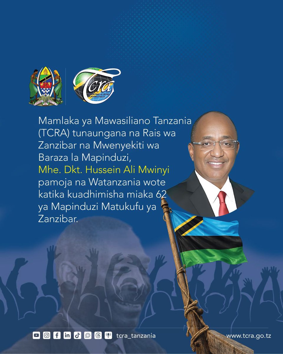 Hakingowi's tweet photo. ▪️Heri ya Kumbukizi ya Siku ya Mapinduzi ya Zanzibar.
#tcratz #Zanzibar #mapinduziday #digitaleconomy #uchumiwakidijiti #elimukwaumma #uchumiwabluu https://t.co/tbl3cSRXhc
