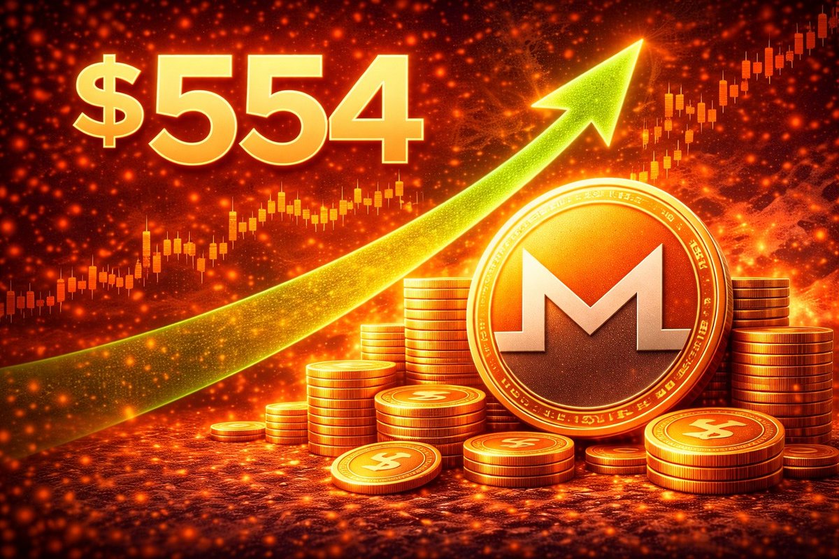 MONERO HITS NEW ALL TIME HIGH AT $554 Monero surged to a new all time high  of $554, breaking above its previous peak of $517 set in May 2021, as  renewed demand